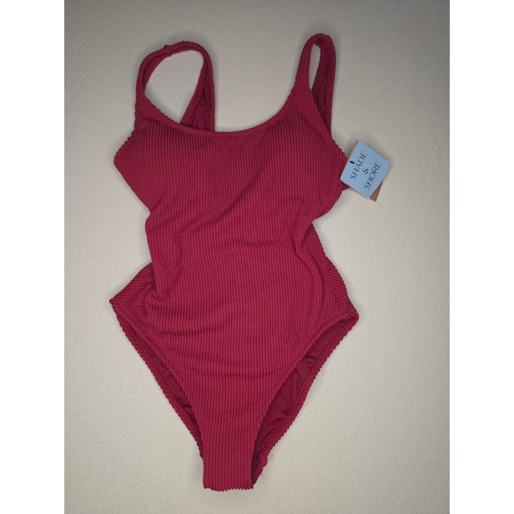 Shade & Shore Scoop Neck One Piece Swimsuit Red Small NWT